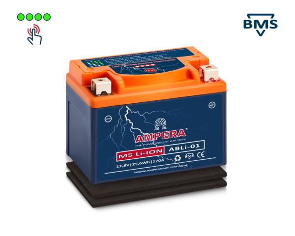 Motocyklová baterie AMPERA® M5 ABLi-01 12,8V, 220A, 38,4Wh /YTX4L-BS, YTX5L-BS, YTZ5S-BS, YTZ6S-BS, YTX7L-BS, YTZ7S-BS/
